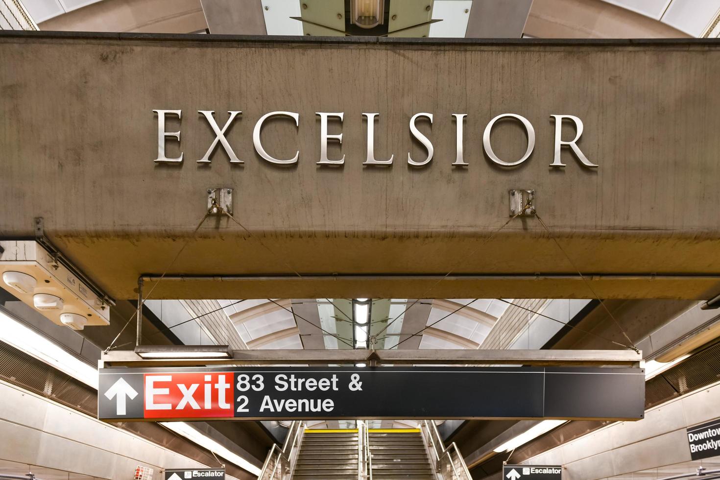 New York City - Feb 21, 2021 -  Platform of the 2nd Avenue subway line in New York City at the 86th Street subway station in Manhattan, Upper East Side. photo