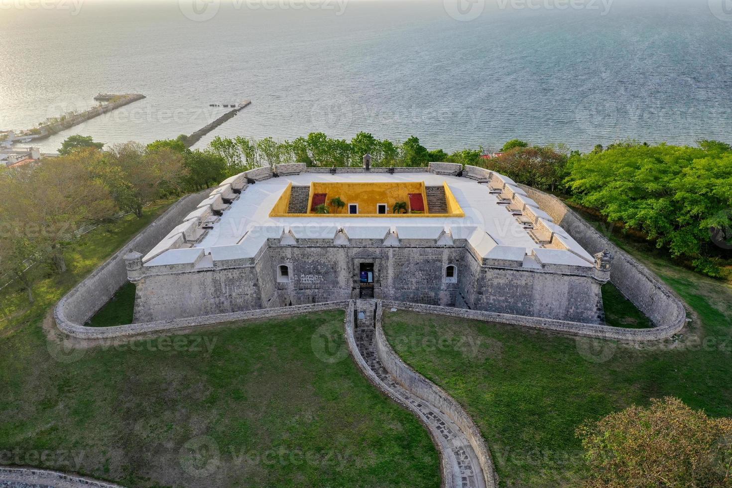 Aerial view of the Fort of San Miguel, in Campeche, Mexico in the Yucatan Peninsula. photo
