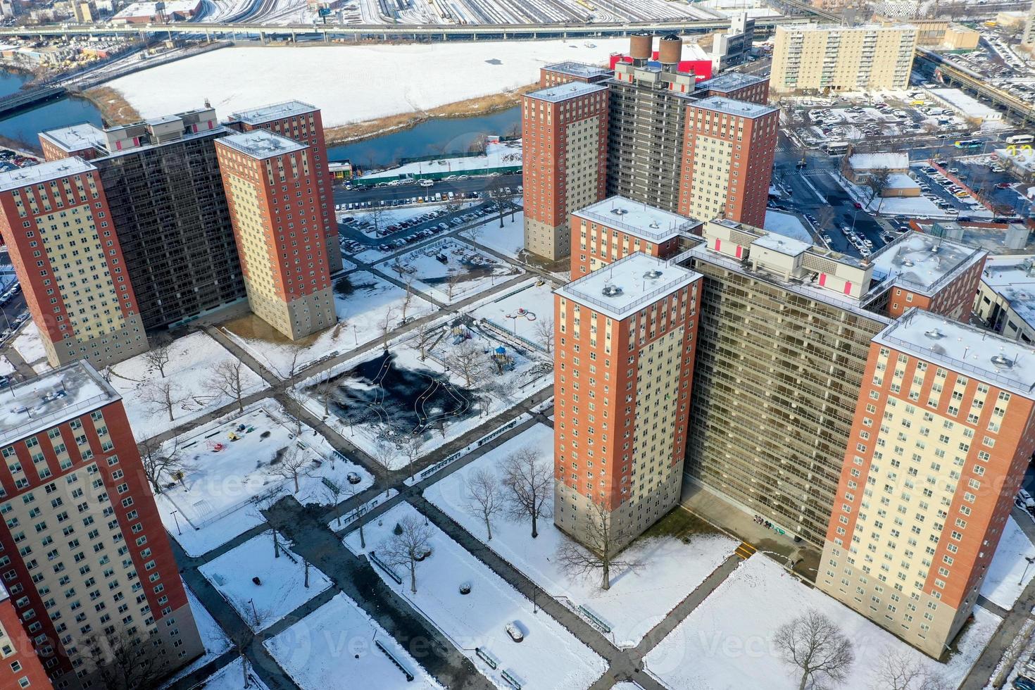 Luna Park Housing Complex in Coney Island, Brooklyn, New York on a snowy day. photo