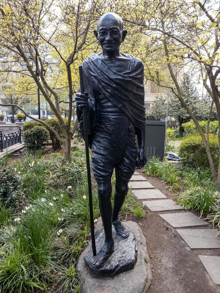 New York City - Apr 16, 2020 -  Mahatma Gandhi statue in Union Square, New York City. photo