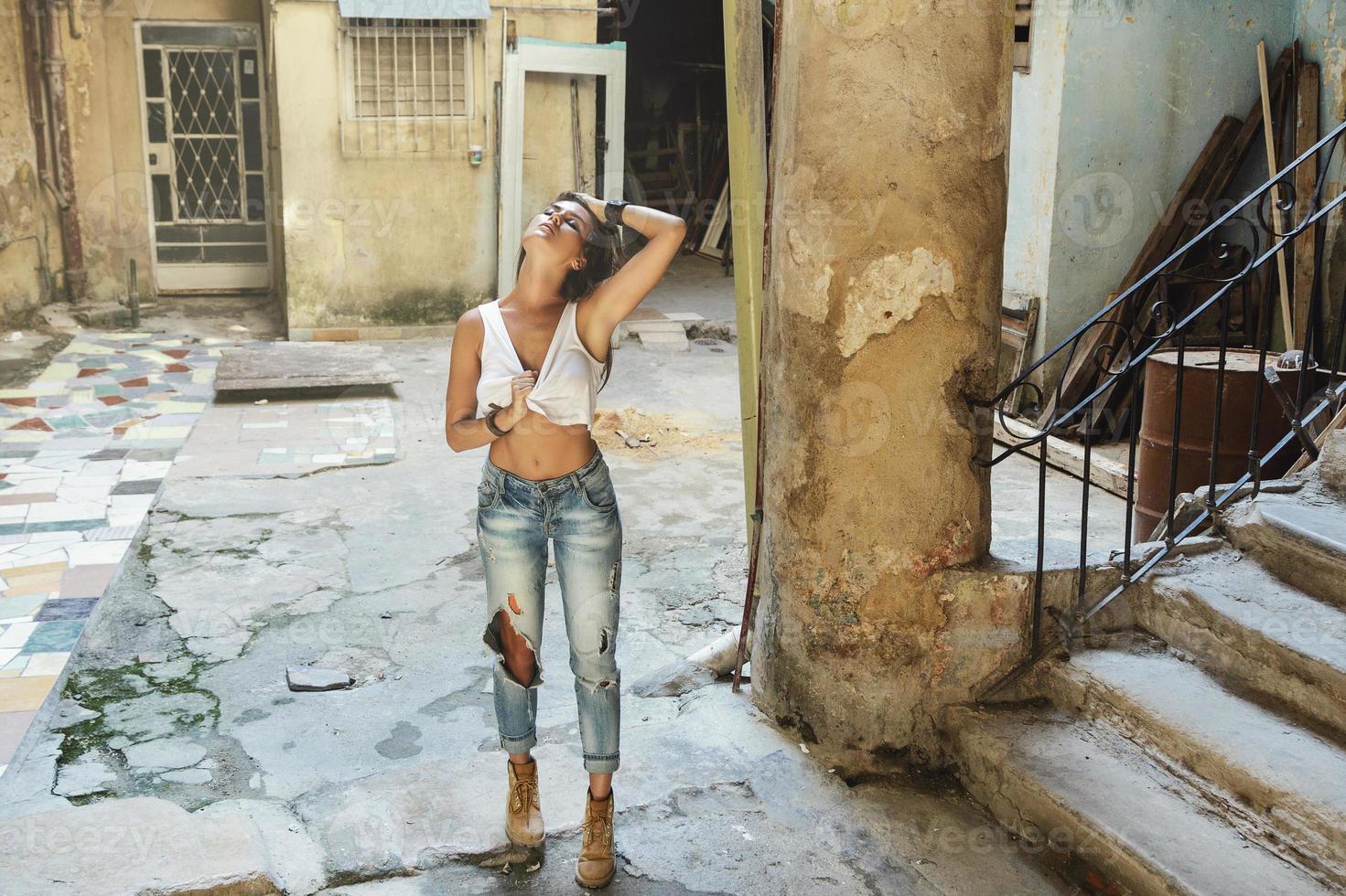 Sexy woman on the Havana city streets photo