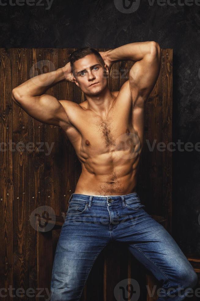 Portrait of handsome muscular and sexy man photo