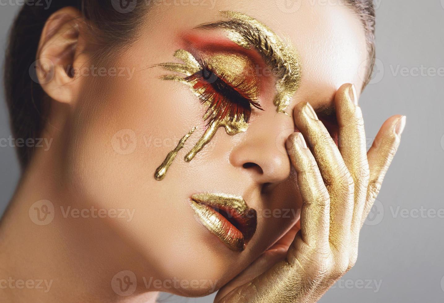 Female face with a beautiful creative makeup 16199925 Stock Photo ...