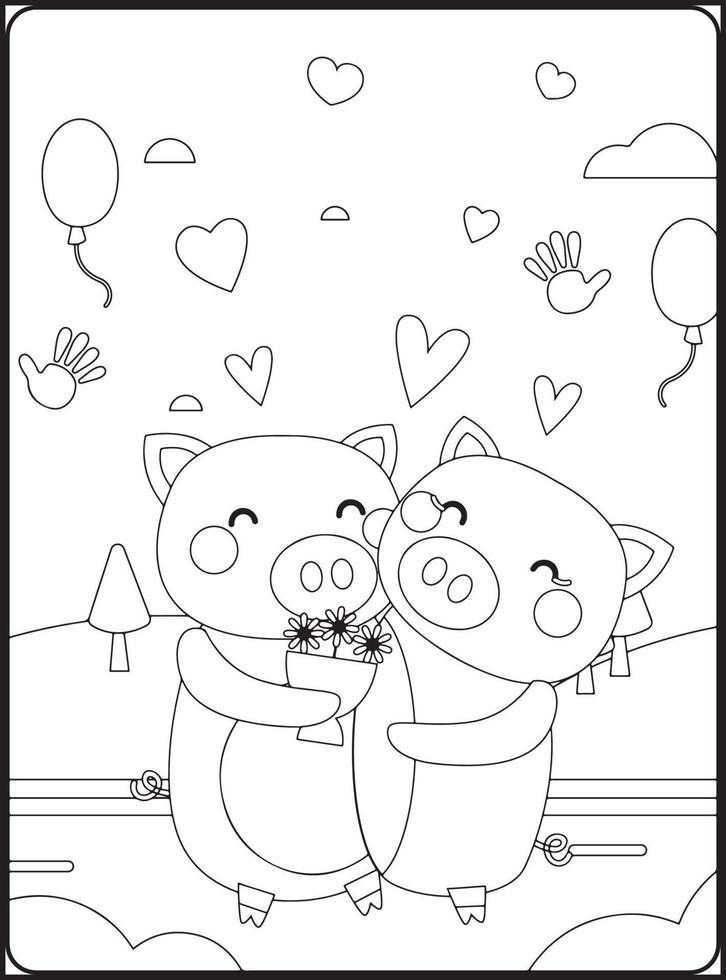 Valentine Day Coloring Pages vector