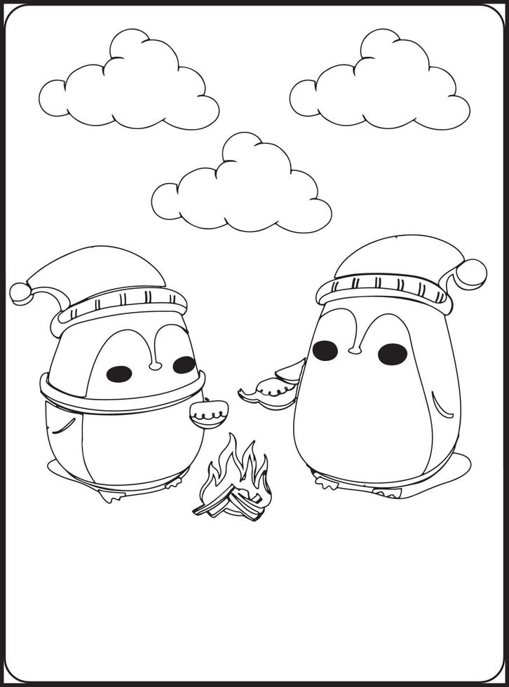 CUTE Winter Animals Coloring Pages vector