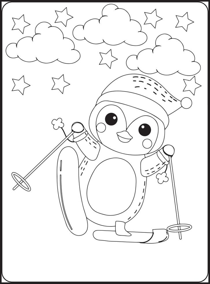 CUTE Winter Animals Coloring Pages vector