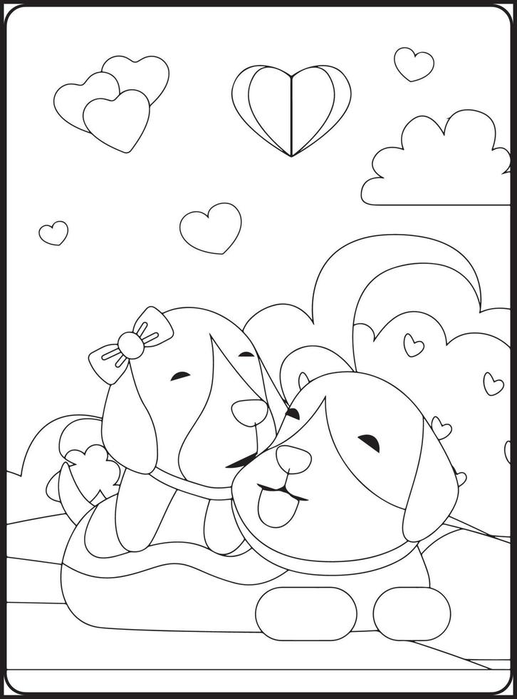 Valentine Day Coloring Pages vector