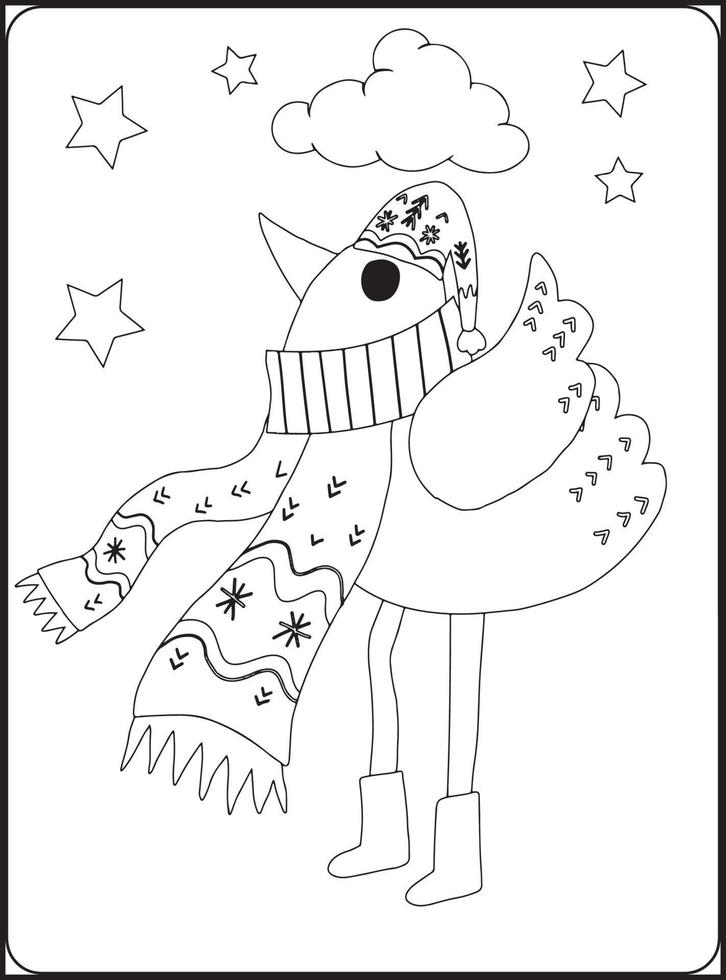 CUTE Winter Animals Coloring Pages vector