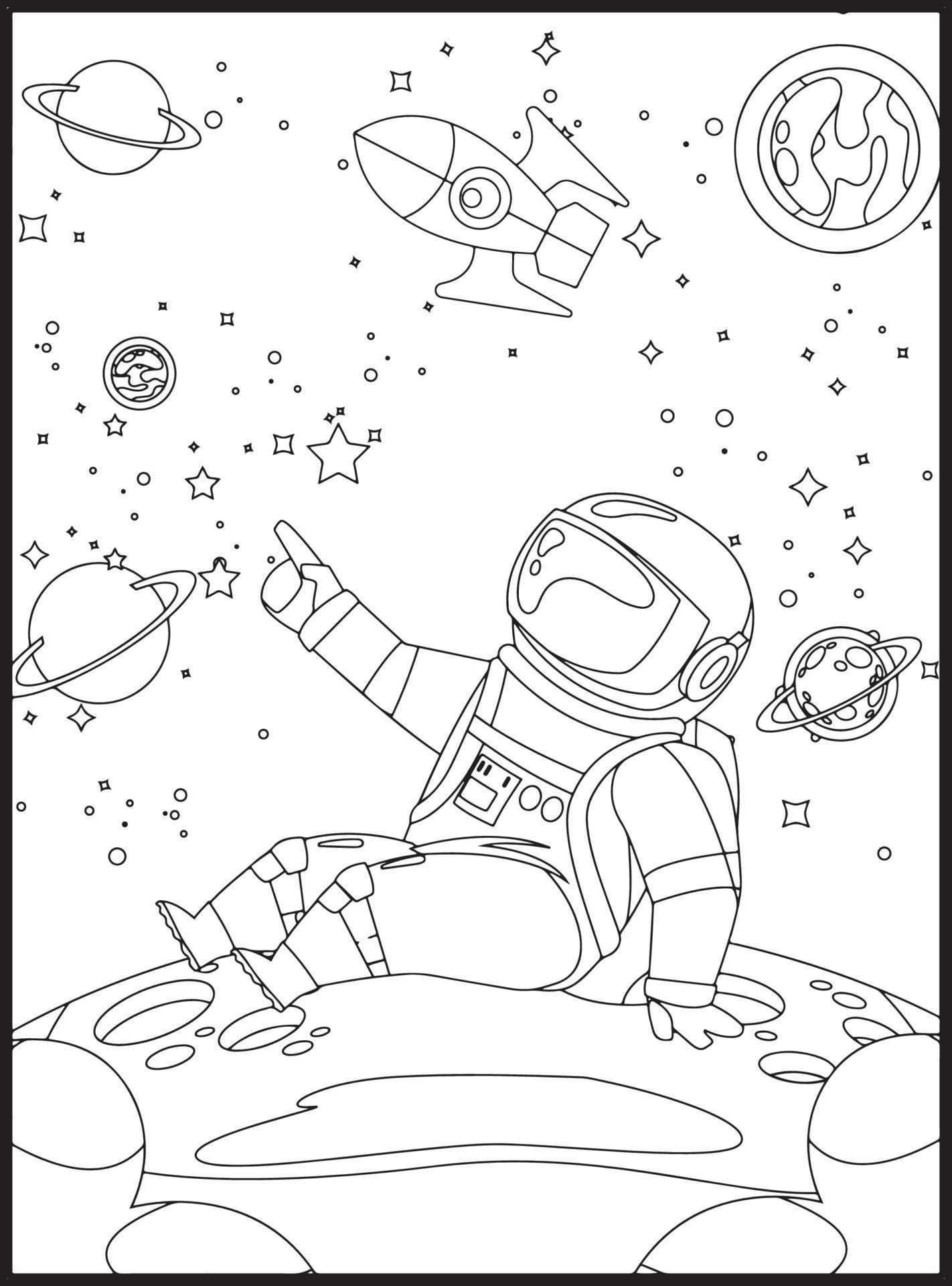 Space Coloring Pages for Kids 16201031 Vector Art at Vecteezy
