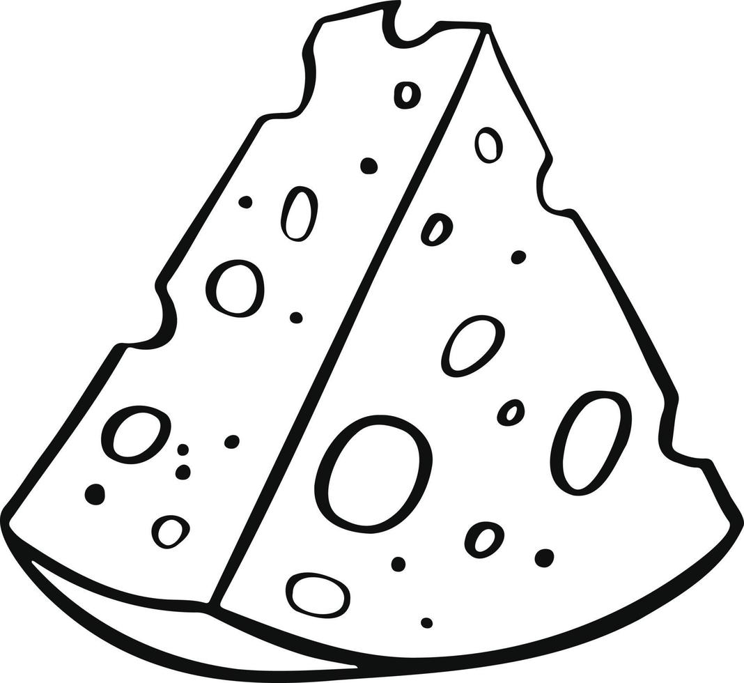 Cheese symbol in line, cartoon style outline. For restaurant menus and websites. Vector illustration