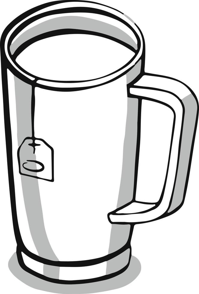 cup with tea or coffee side view. hand drawn vector