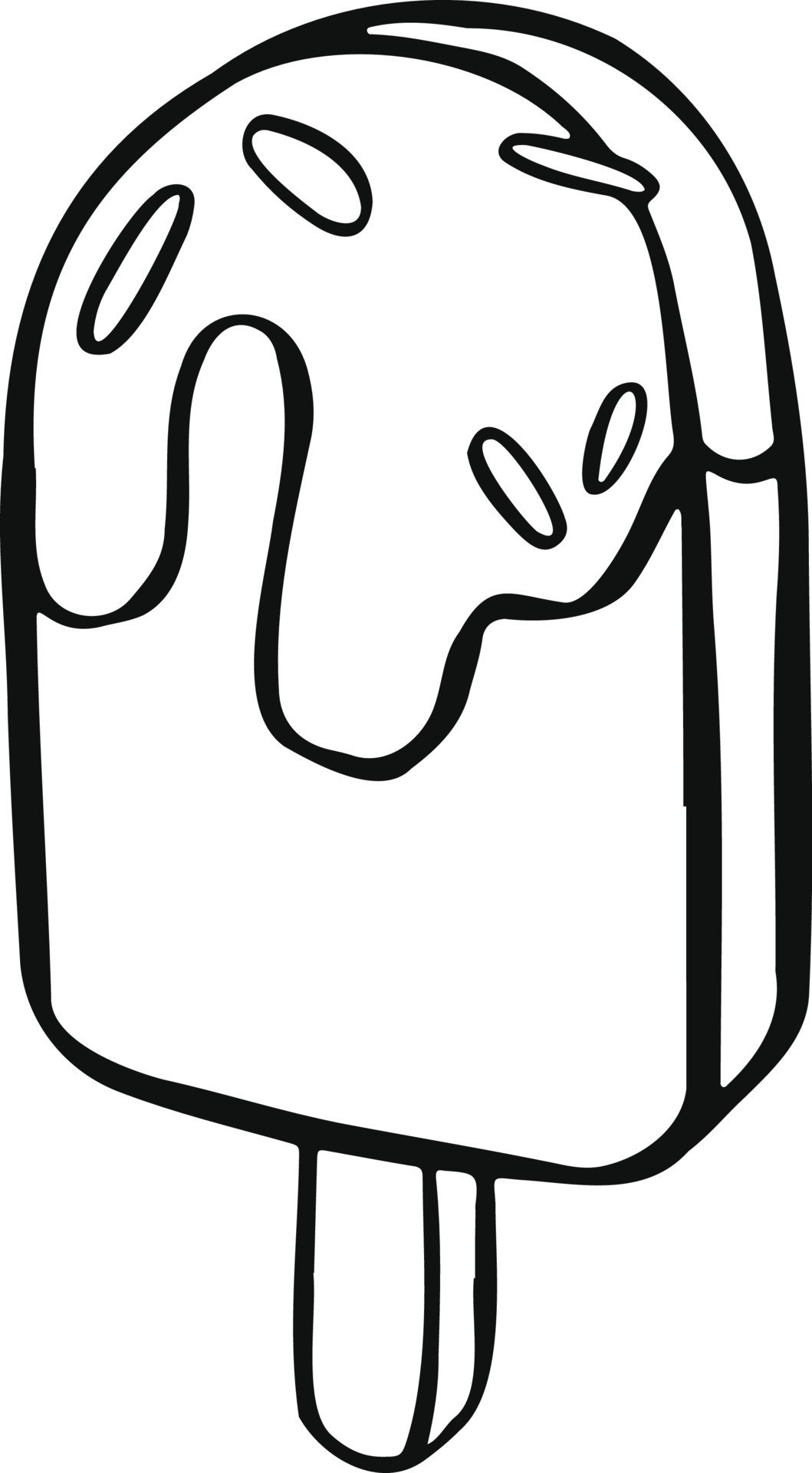 Dessert ice cream popsicle line isolated on white background. manual