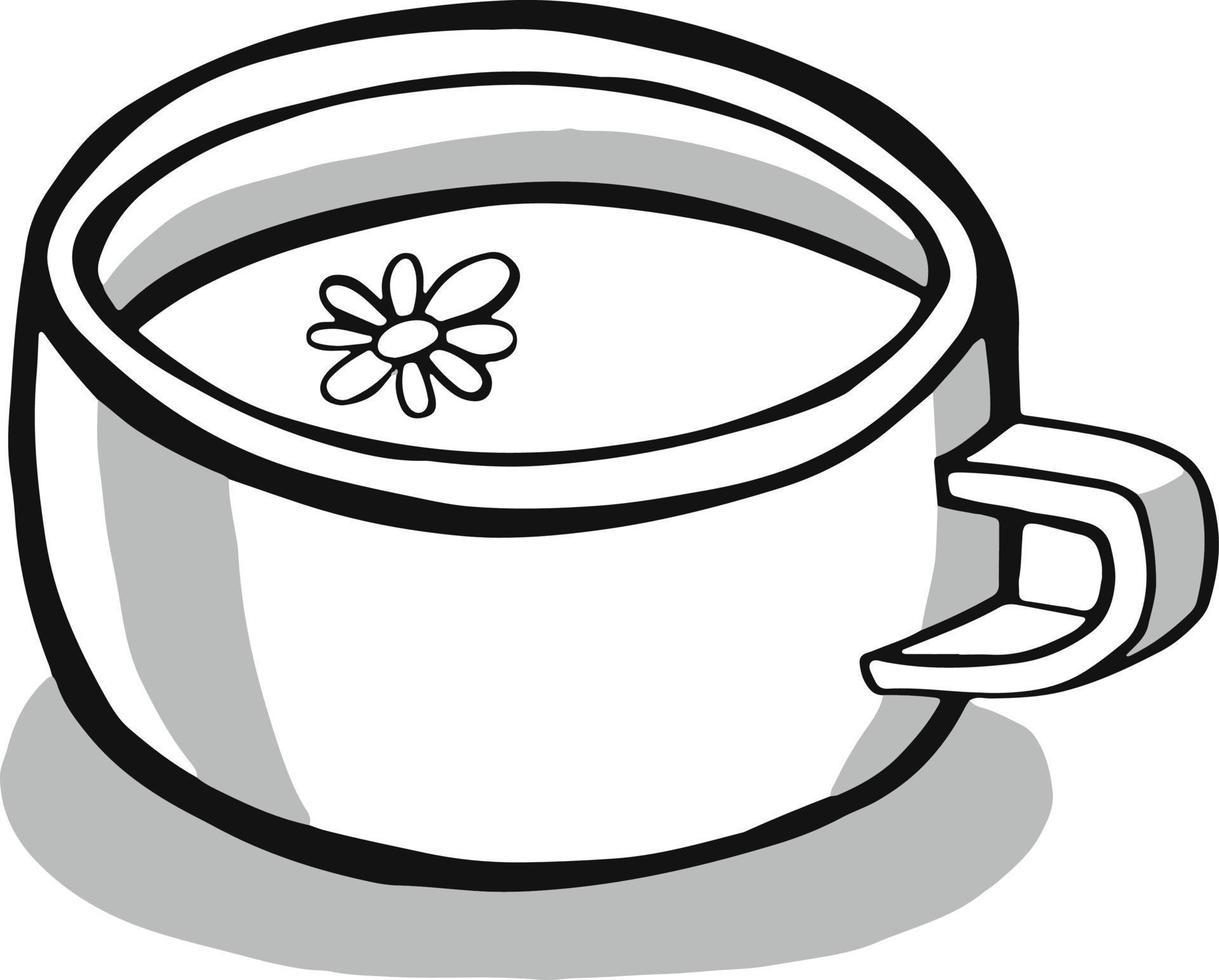 cup with tea or coffee side view. hand drawn vector