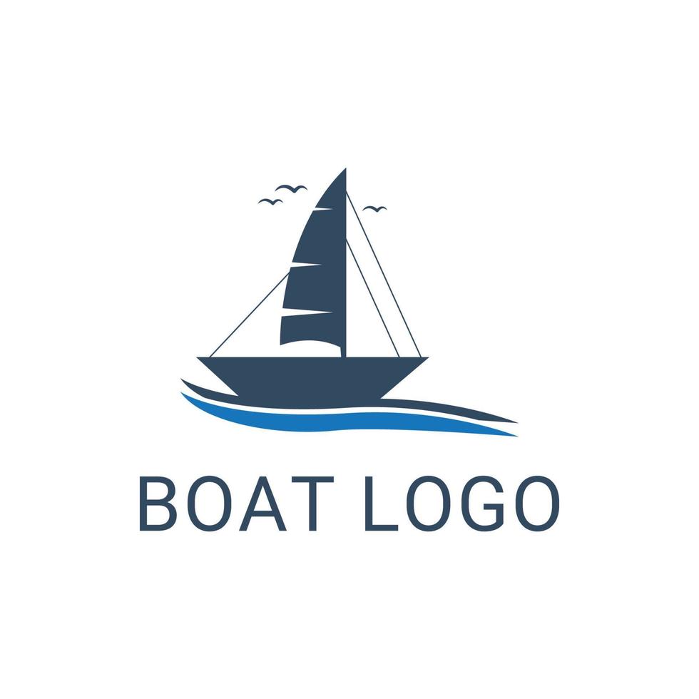 Sailboat boat on sea ocean wave with logo design vector