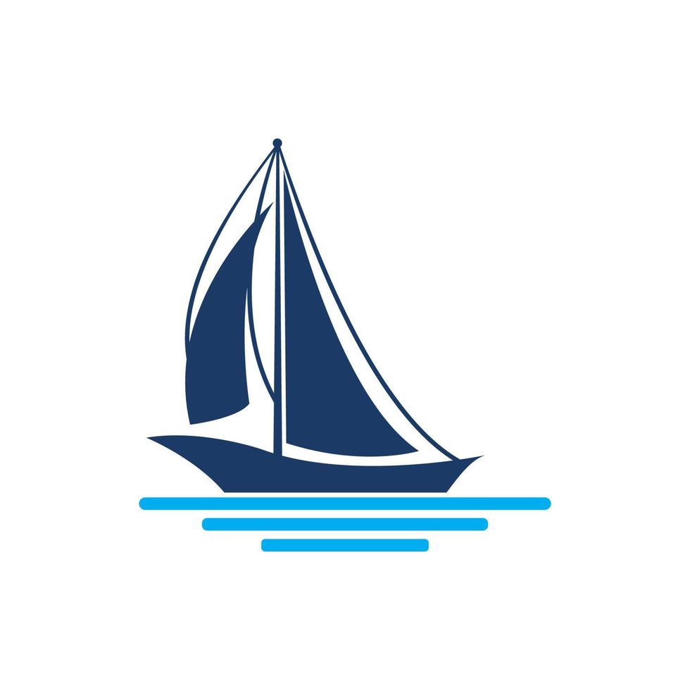 Sailboat boat on sea ocean wave with logo design vector
