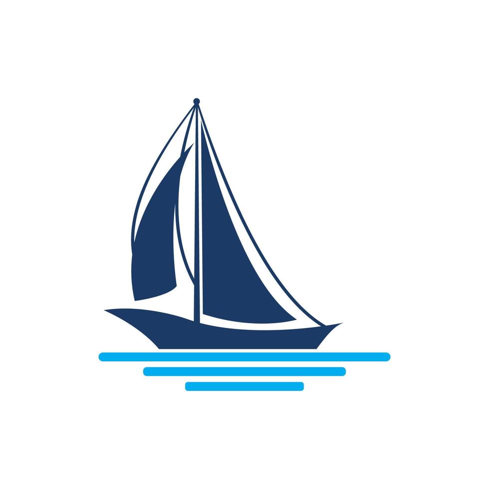 velero en ola oceánica con diseño de logotipo vector