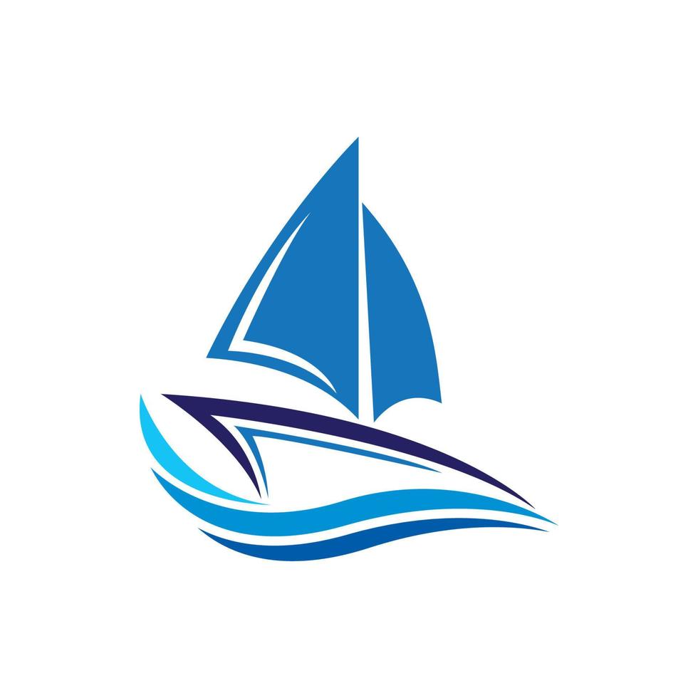 Sailboat boat on sea ocean wave with logo design vector