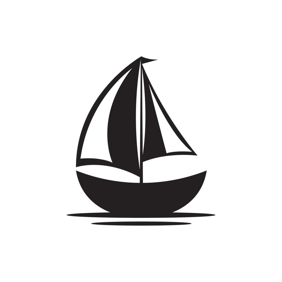 Sailboat boat on sea ocean wave with logo design vector