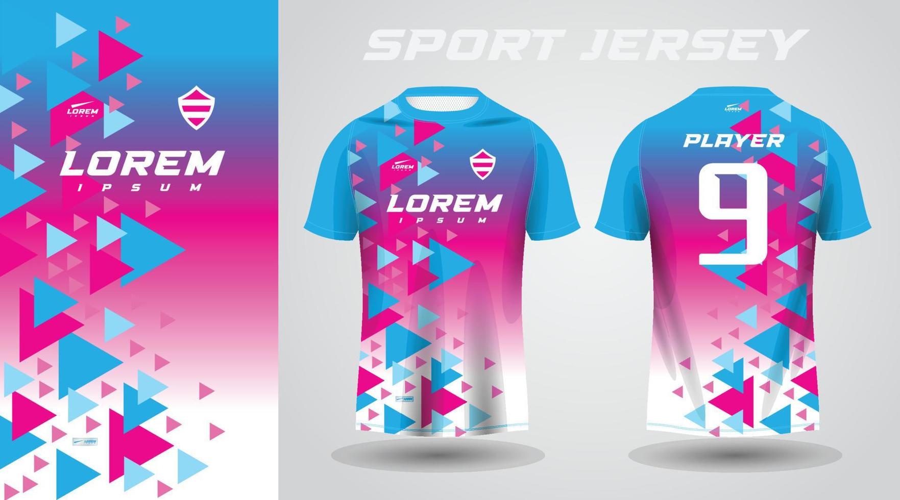 diseño de camiseta deportiva rosa azul vector