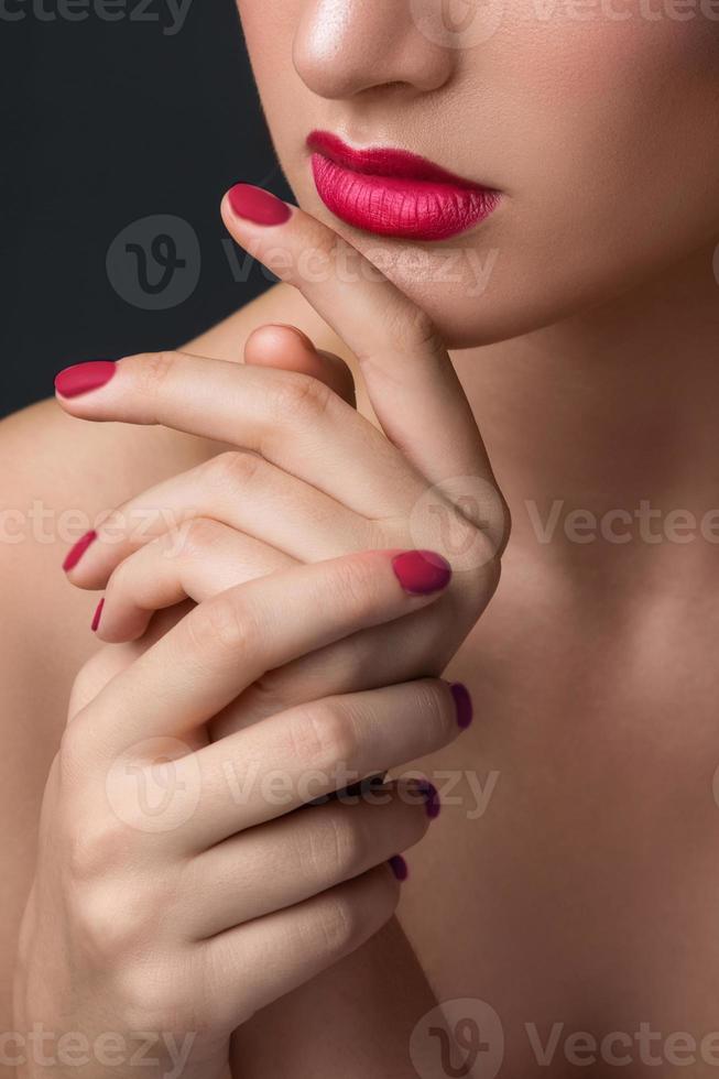 Close up portrait of beautiful blonde woman photo