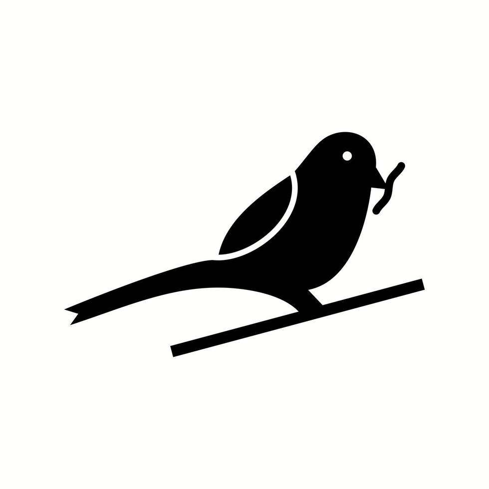 Unique Sparrow Eating insect Vector Glyph Icon