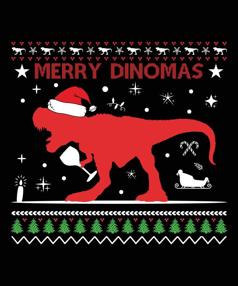 MERRY DINOMAS TSHIRT DESIGN vector