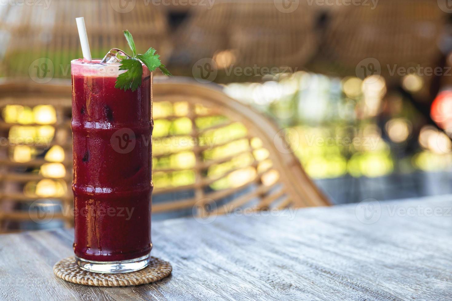 Glass of Fresh and tasty beetroot juice photo