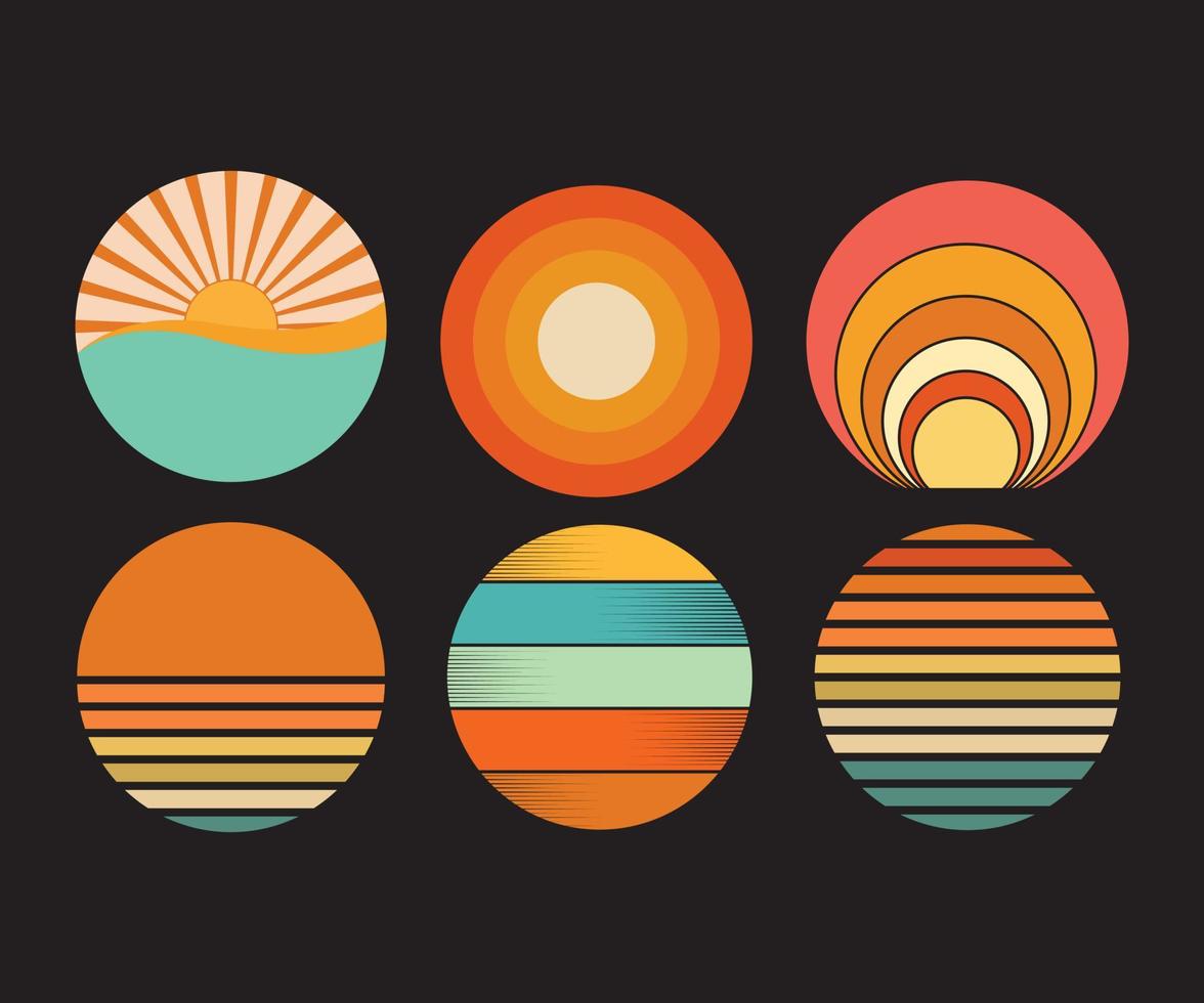 RETRO  VINTAGE SUNSET GRAPHICS vector