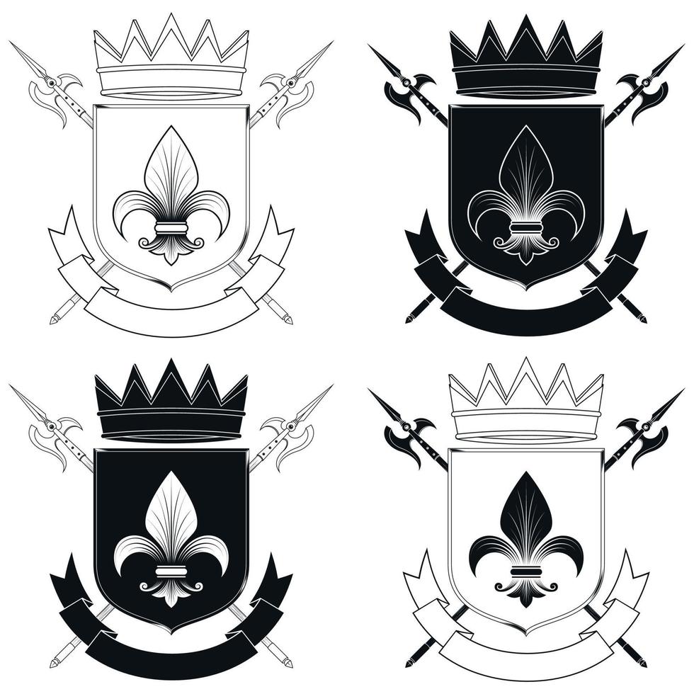 ilustración escudo de armas medieval vector