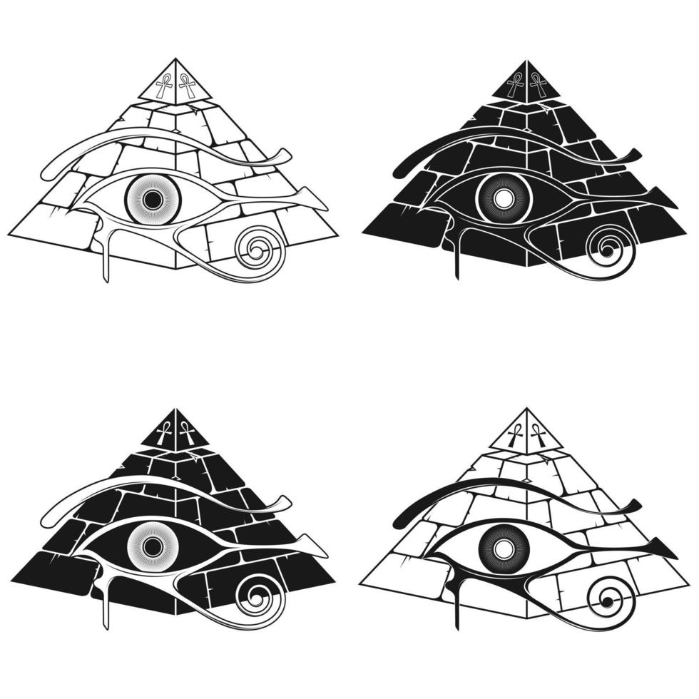 pirámide egipcia antigua con el ojo de horus vector