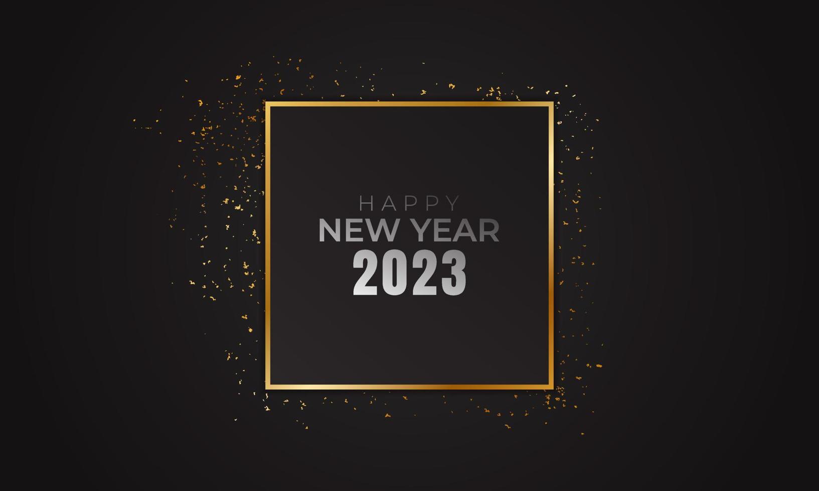 Happy new year 2023 gold glitter luxury background vector