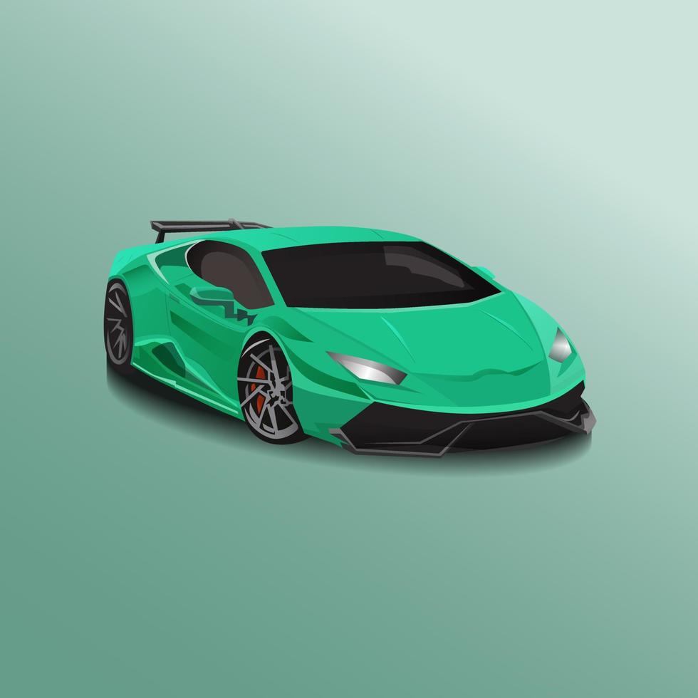 Green Sports Car Vector Illustration