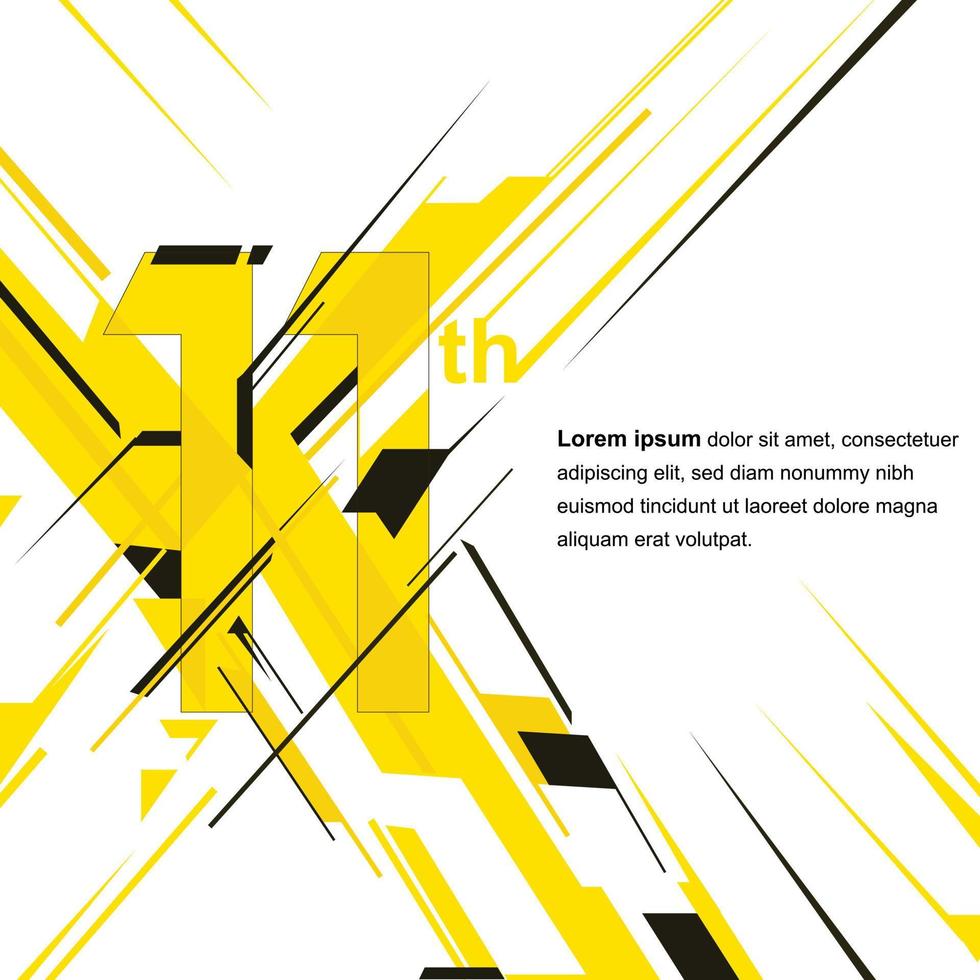 Abstract geometric poster design for 11 year anniversary vector