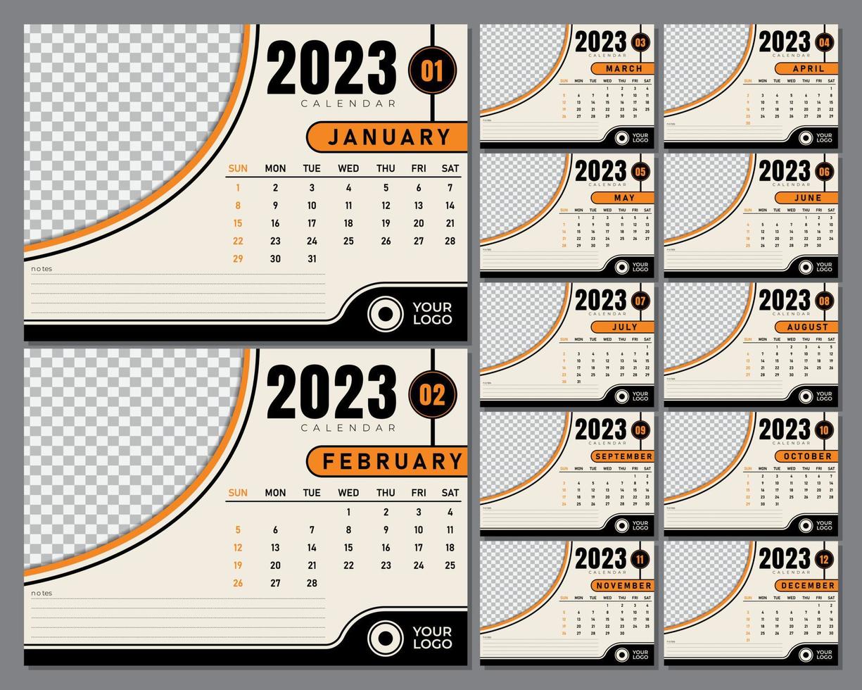 Modern 2023 calendar design template vector