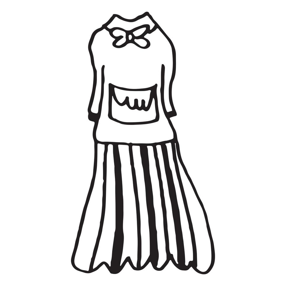 Doodle hand drawing with kid clothes. Vector illustration of lines and coloring pages for kids