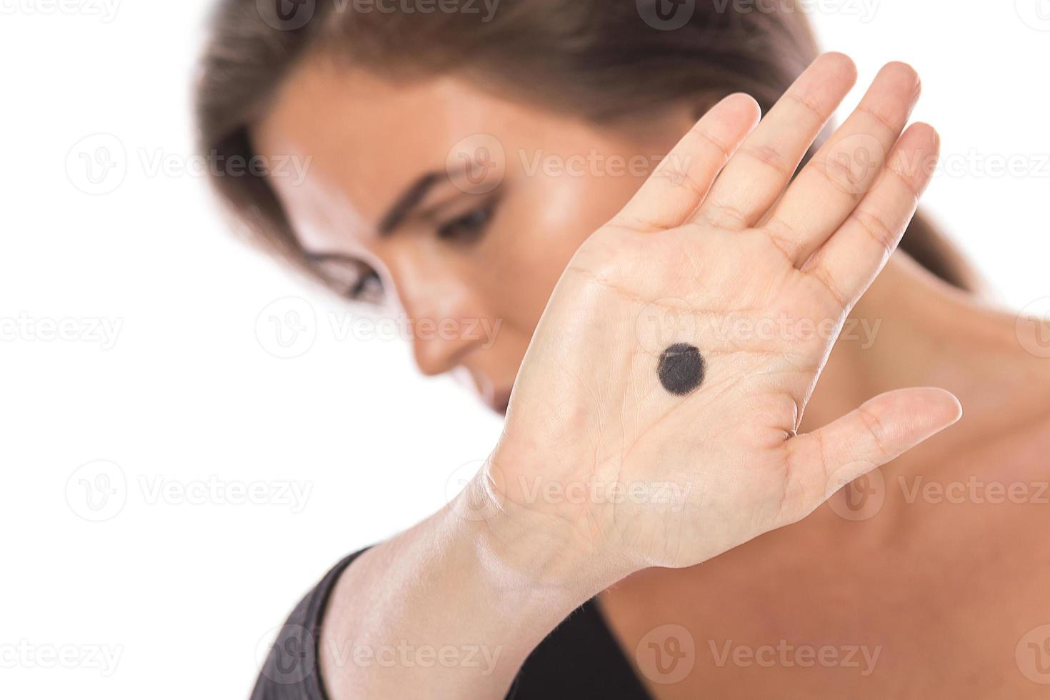 The Black Dot Campaign. Sign of domestic violence photo