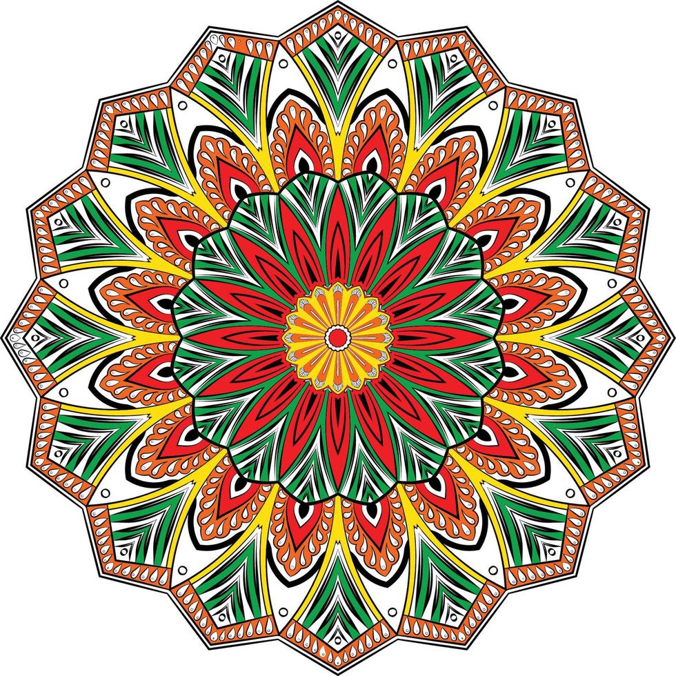 Hand drawn ornamental mandala colorful background design in abstract pattern. vector