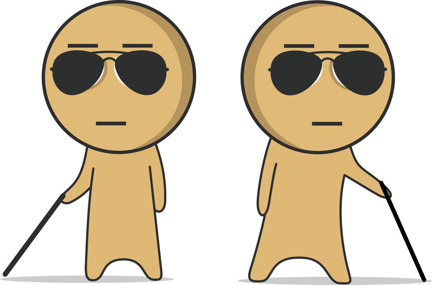 Blind man with glasses and a cane vector