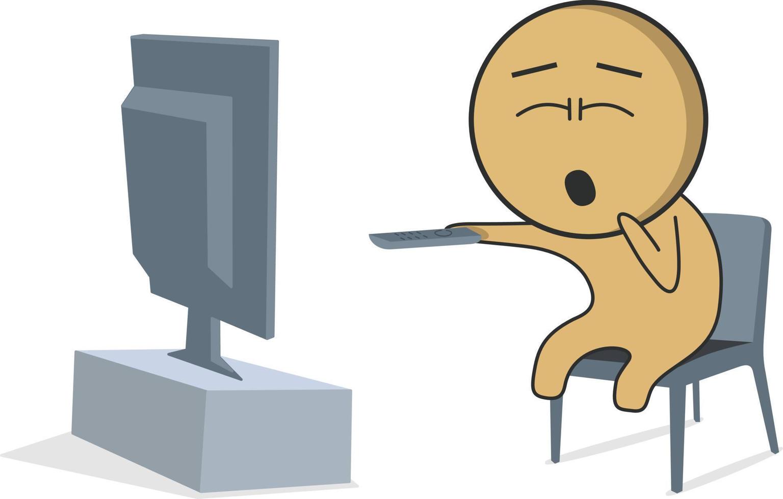 Sleepy man watching TV vector