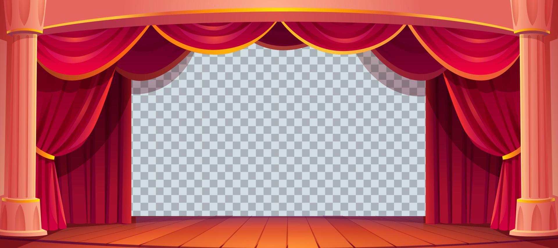 Theater stage with curtains and empty backdrop vector