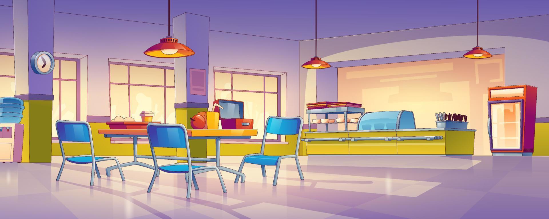 Empty school canteen interior, contemporary vector