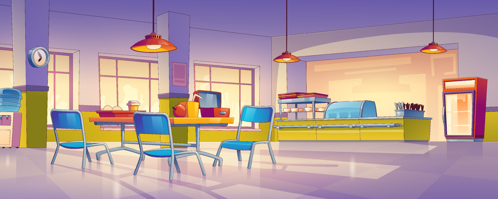 Empty school canteen interior, contemporary 16203011 Vector Art at Vecteezy