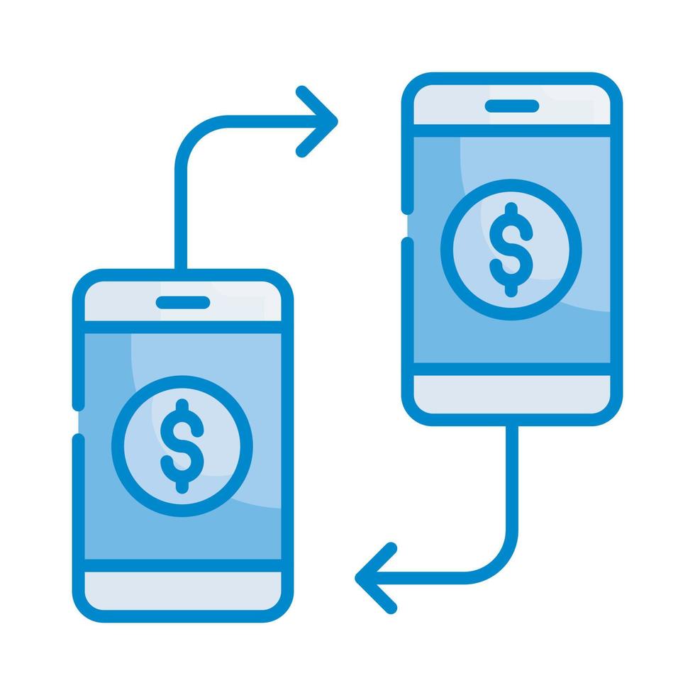 Fund Transfer Vector Style illustration. Business and Finance Blue Colour Icon.