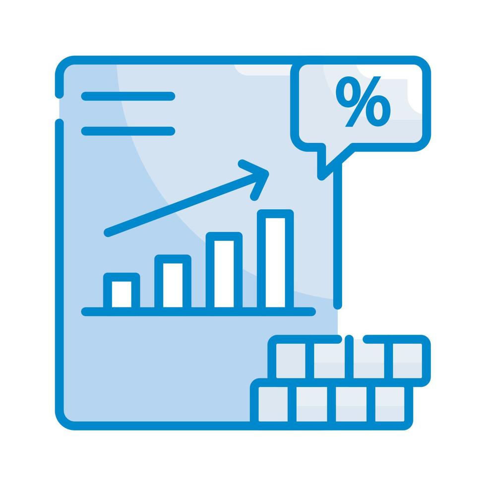 Interest Rate Vector Style illustration. Business and Finance Blue Colour Icon.