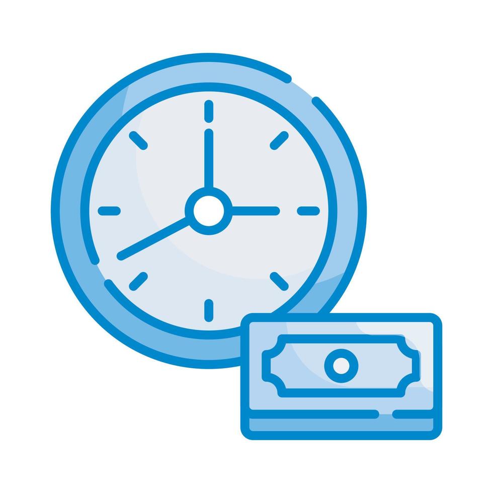 Time is money Vector Style illustration. Business and Finance Blue Colour Icon.