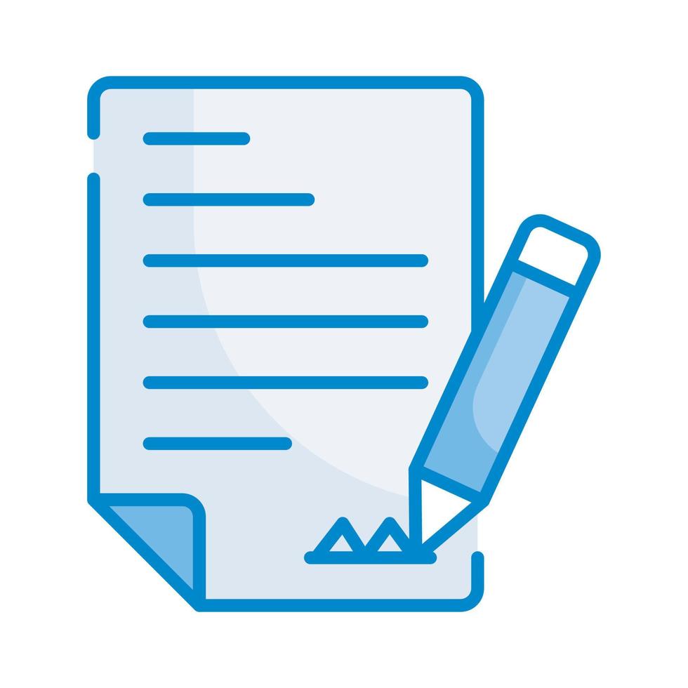 Contract Vector Style illustration. Business and Finance Blue Colour Icon.