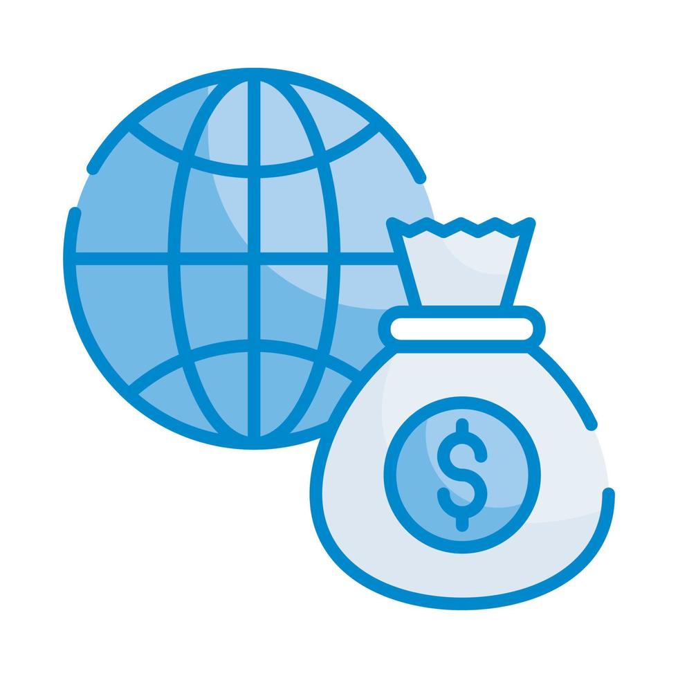 ilustración de estilo de vector de inversión global. icono de color azul de negocios y finanzas.