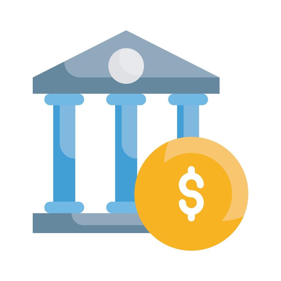 Bank Vector Style illustration. Business and Finance Outline Icon.