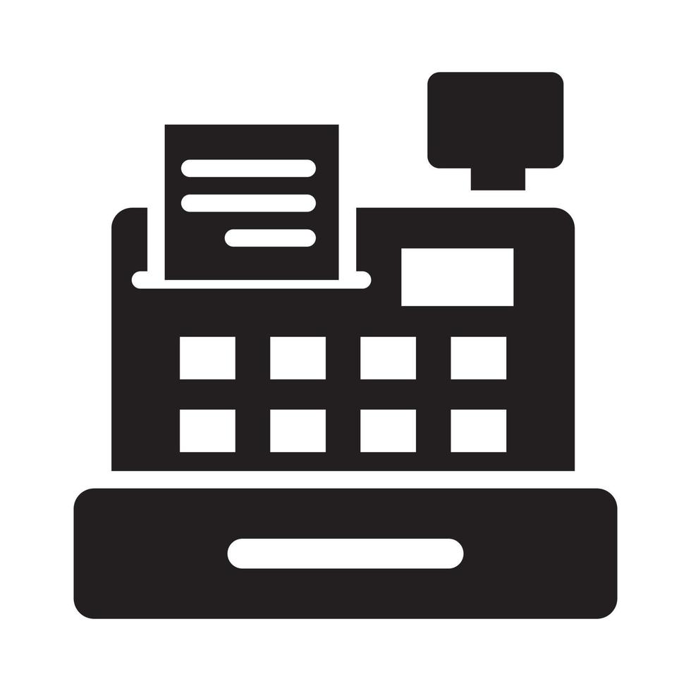 Cash Register Vector Style illustration. Business and Finance Solid Icon.