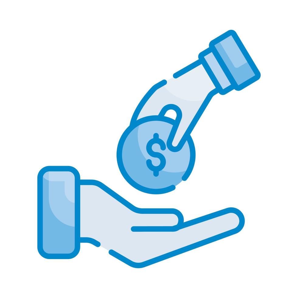 ilustración de estilo de vector de donación. icono de color azul de negocios y finanzas.